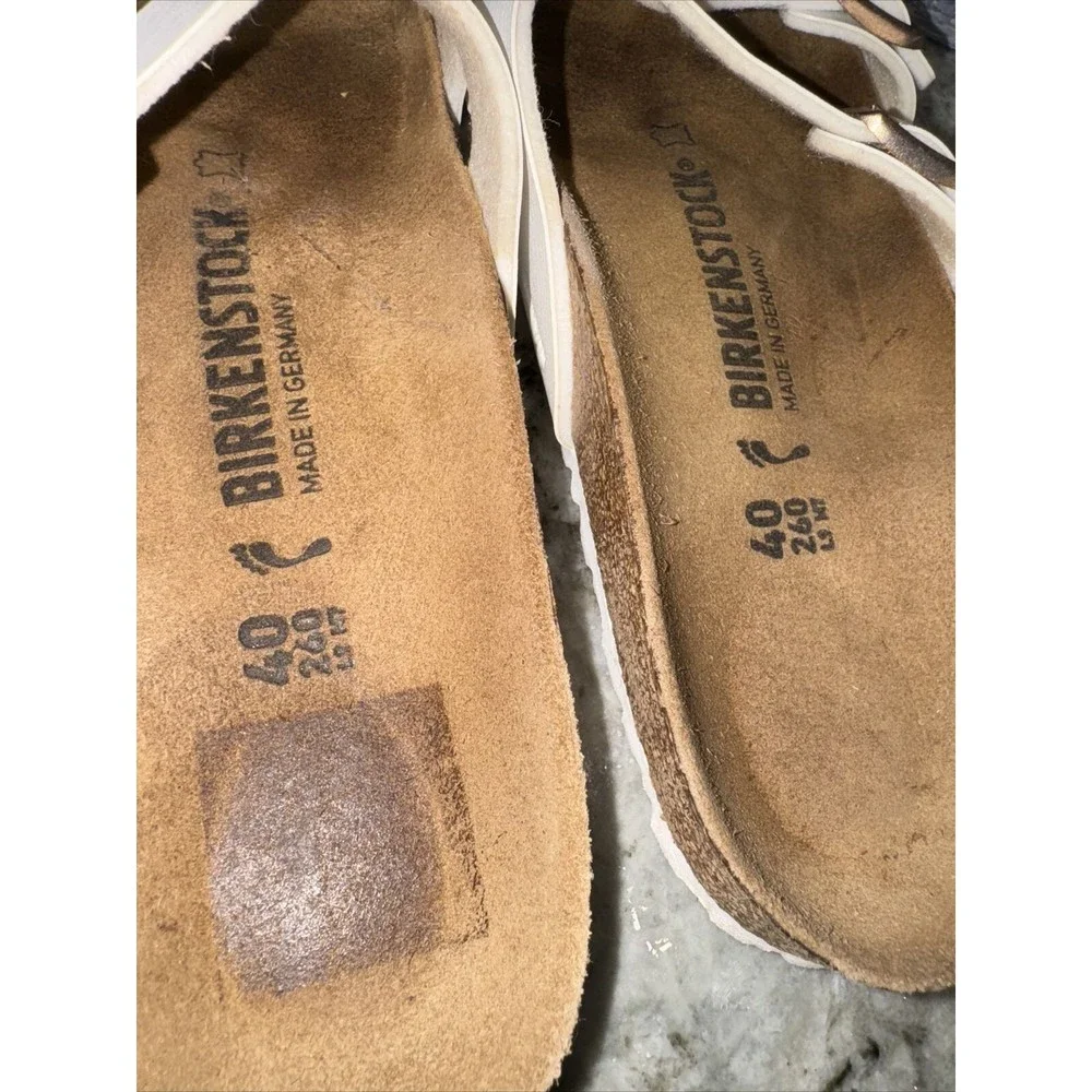 Birkenstock White Mules with Rose Gold Buckles - Picture 7 of 8